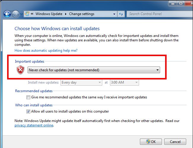 Can’t update my Windows 7 manually