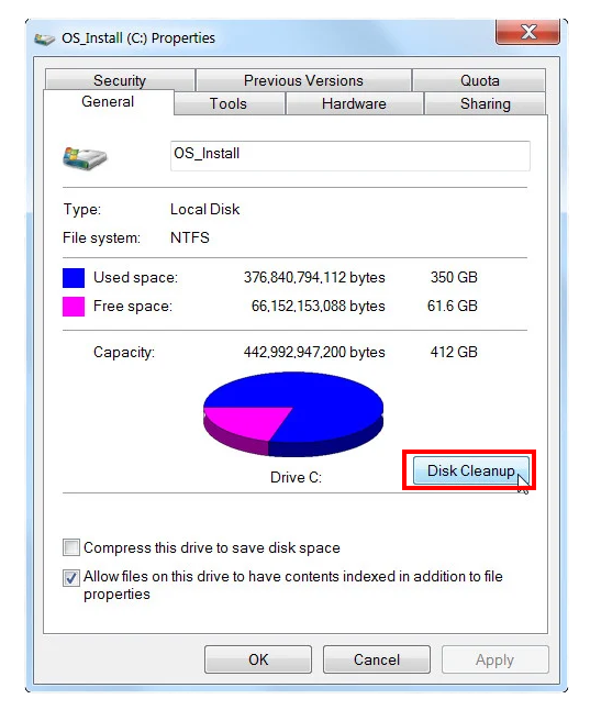 disk cleanup on c drive
