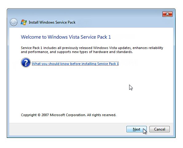 install Windows Service Pack 1