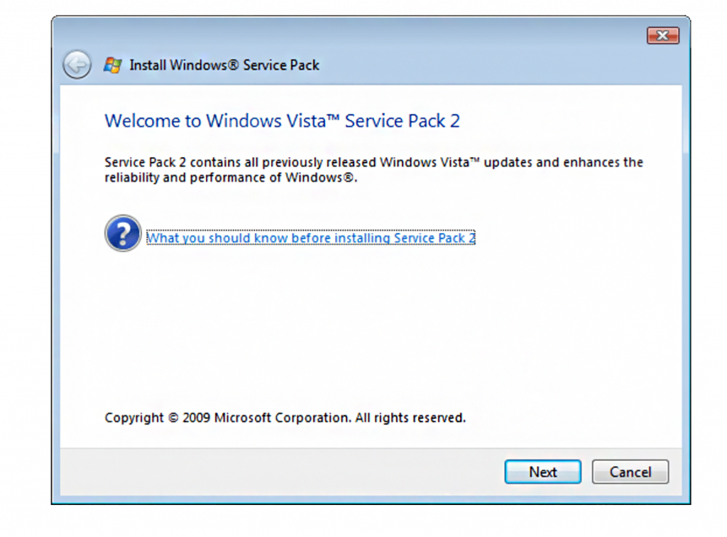 install Windows Vista SP2