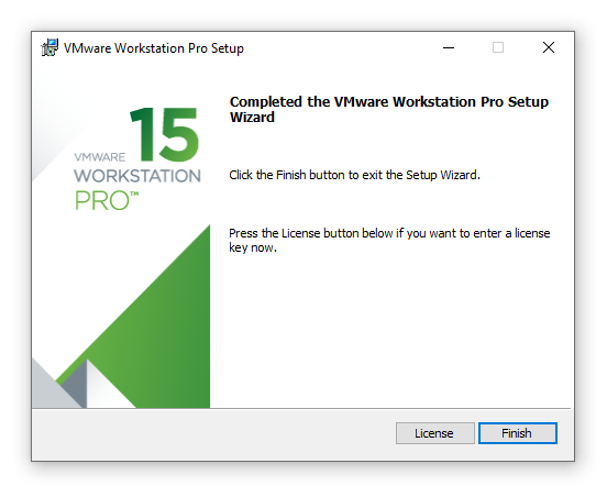 Vmware workstation 15 pro installation completed 